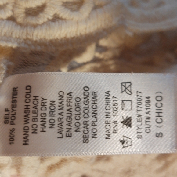 Maitai Floral Embroidery Sheer Crop Top Sz S - Picture 9 of 10